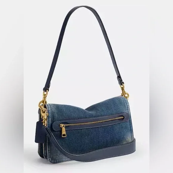 Coach Denim Blue Shoulder Bag with Gold Hardware Tabby 26 - Picture 2 of 6